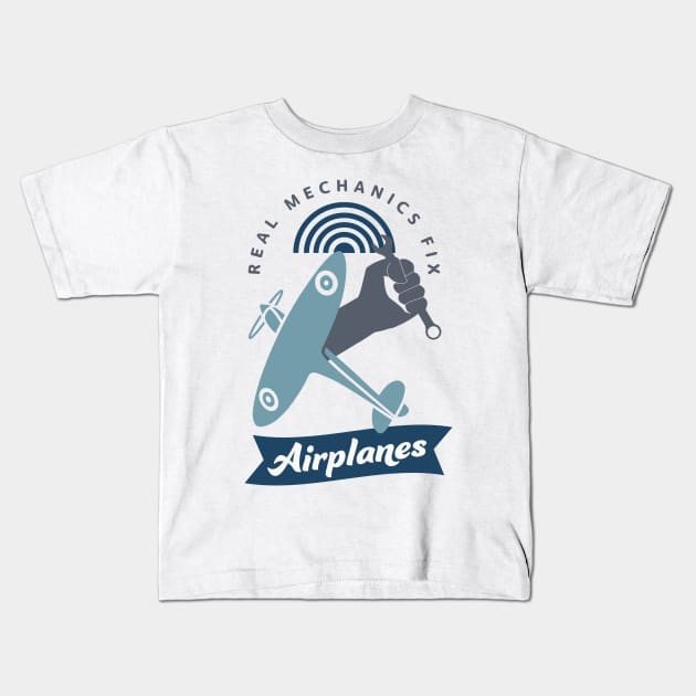 Airplane Mechanic Aircraft Technician Fun Kids T-Shirt by Foxxy Merch